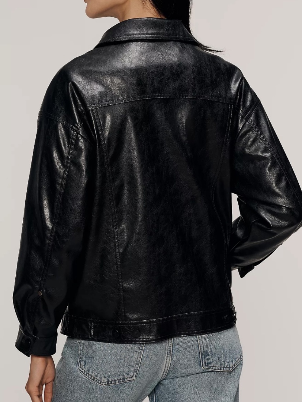 Anthropologie Pilcro Weston Faux Leather Boyfriend Jacket Black Size S - Picture 3 of 8